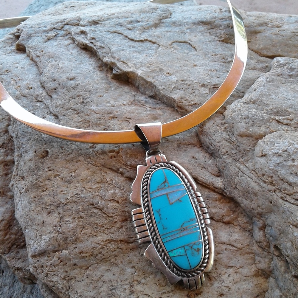 Sterling silver Turquoise collar necklace - Picture 5 of 5